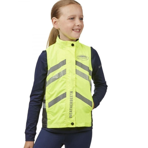 WeatherBeeta Reflective Lightweight Waterproof Vest Kids HiVis Gilet Yellow/Pink