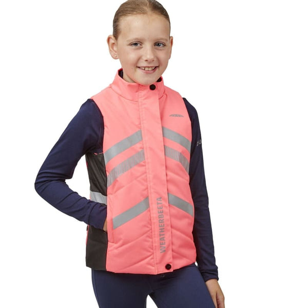 WeatherBeeta Reflective Quilted Gilet Kids Childs Hi Vis Body Warmer Yellow/Pink