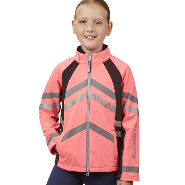 WeatherBeeta Reflective Softshell Fleece Lined Jacket Kids Hi Vis Yellow/Pink