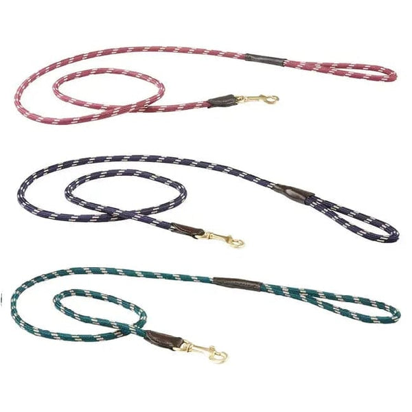 WeatherBeeta Rope Leather Dog Lead With Trigger Clip 120cm Burgundy/Green/Navy