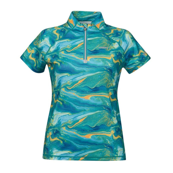 WeatherBeeta Ruby Printed Short Sleeve Top Breathable Technical Baselayer 1/4Zip