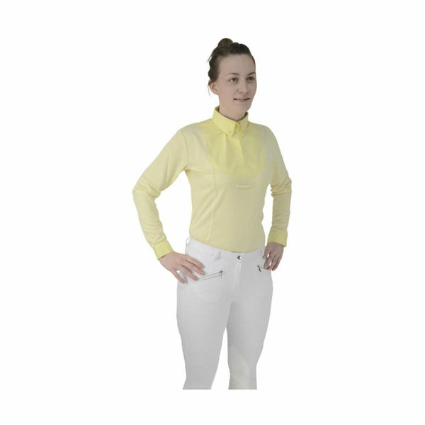 HyFASHION Ladies Dedham Long Sleeved Tie Competition Show Shirt White Yellow