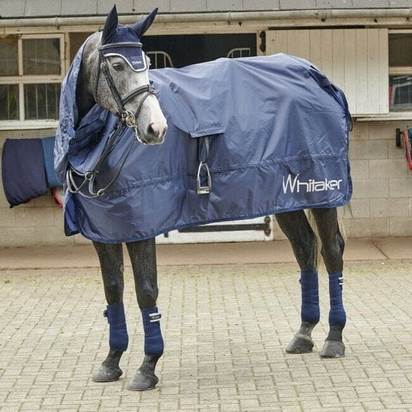 Whitaker Rothwell Roll Up Waterproof Breathable Rainsheet Riding Rug Navy XS-XL